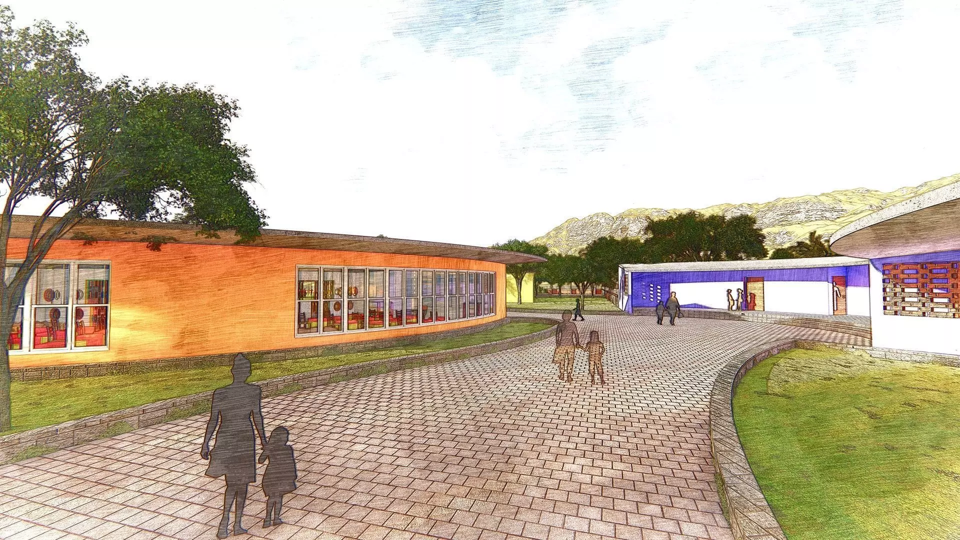 Kindergarten - Exterior - Circular Model - Architectural Scene Low-poly 3D model_0