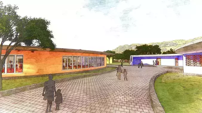 Kindergarten - Exterior - Circular Model - Architectural Scene  Low-poly 3D model