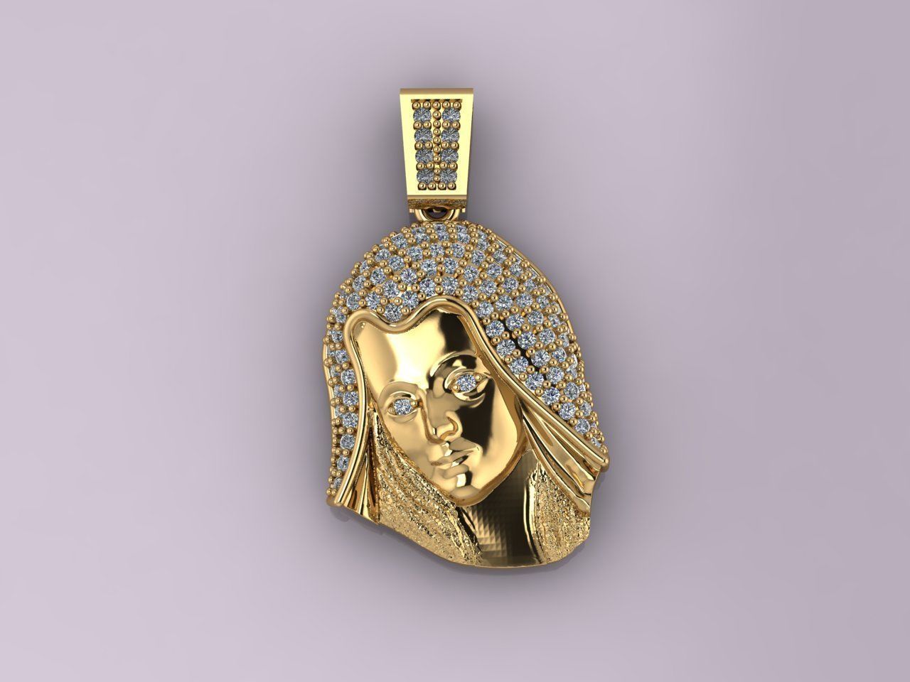 Virgin Mary With Stone - 3D - STL - Ready Machine 3D print model_1