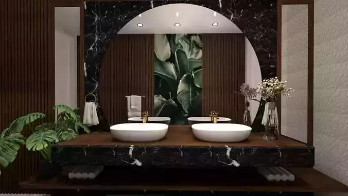 modern bathroom Low-poly 3D model