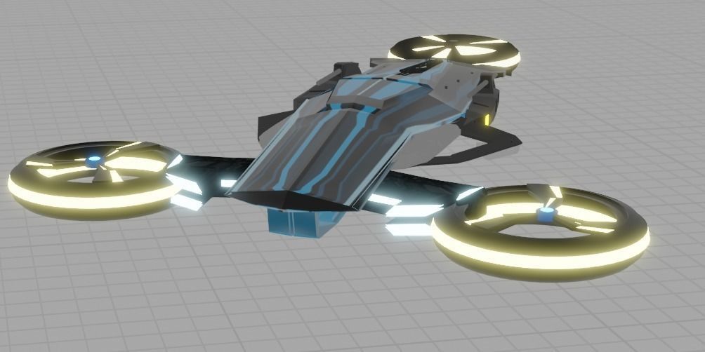 Scifi Spaceship Low-poly 3D model_7