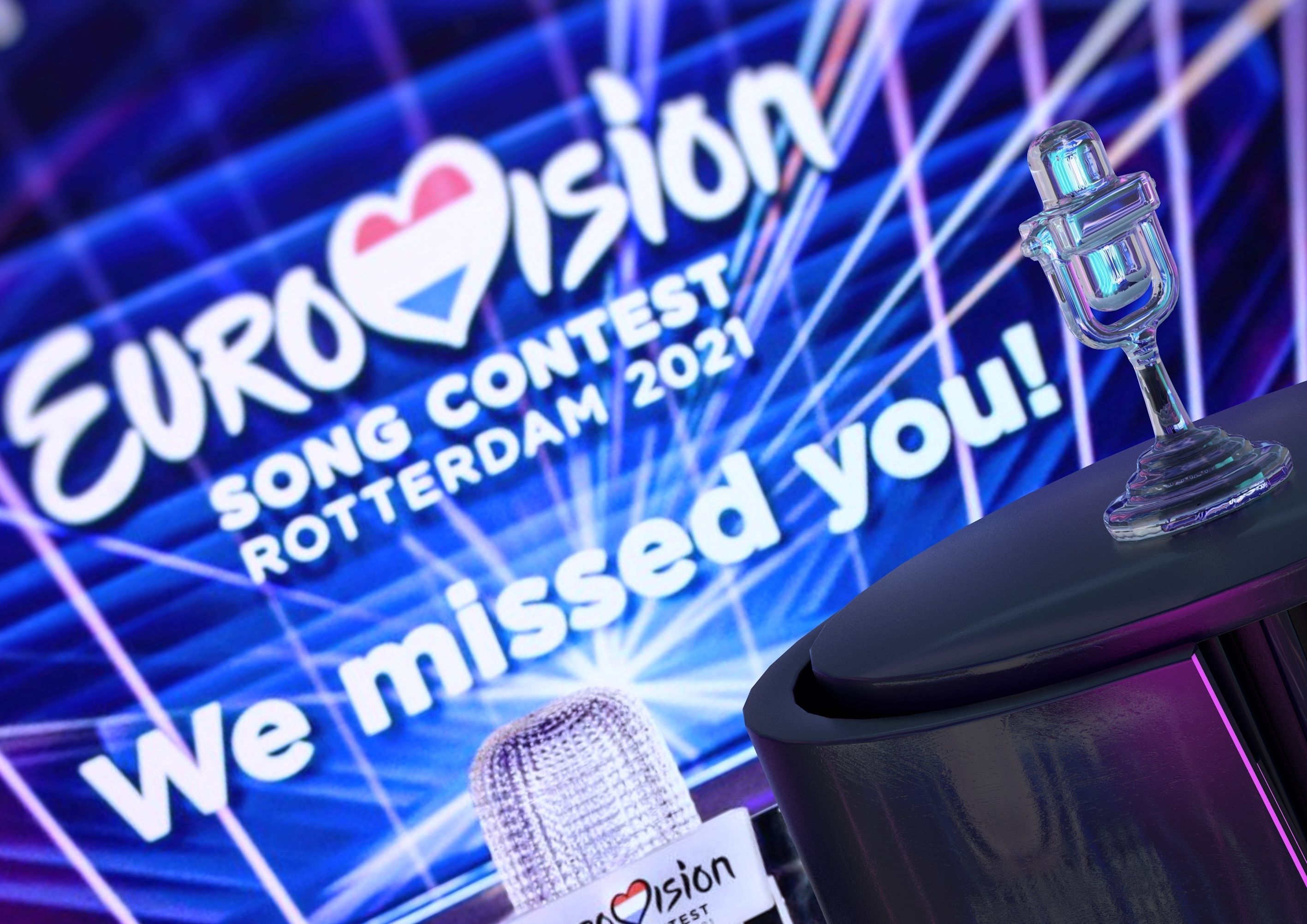 table with trophy Eurovision 2021 3D model_3