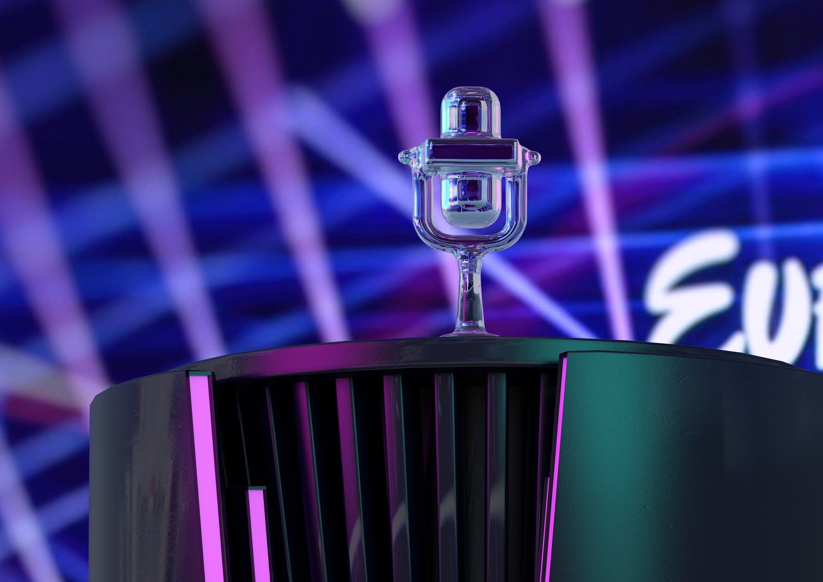 table with trophy Eurovision 2021 3D model_1