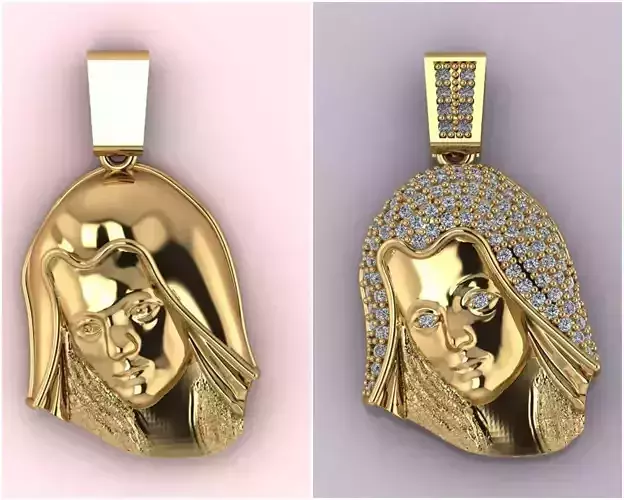 2 Model - Virgin Mary Plain - With Stone- 3D - STL Ready Machine