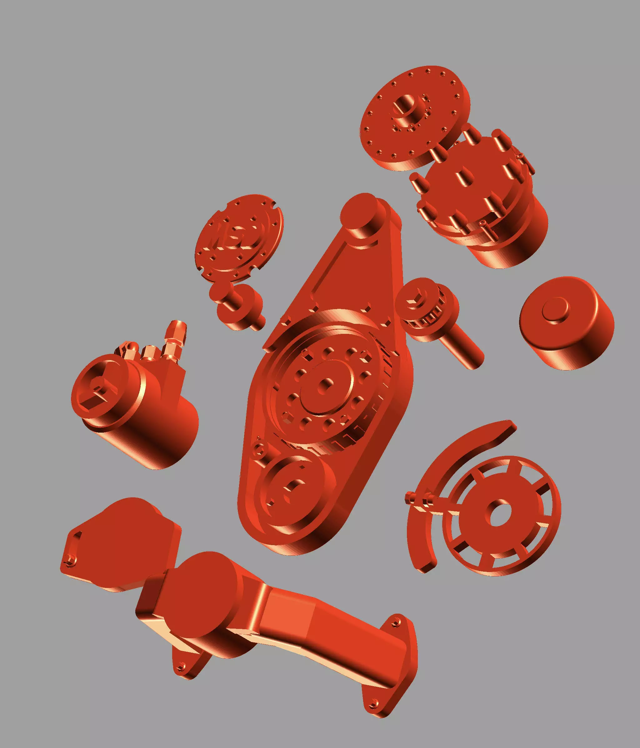 Drag Engine Jesel front belt drive magneto balancer water pump 3D print model_0