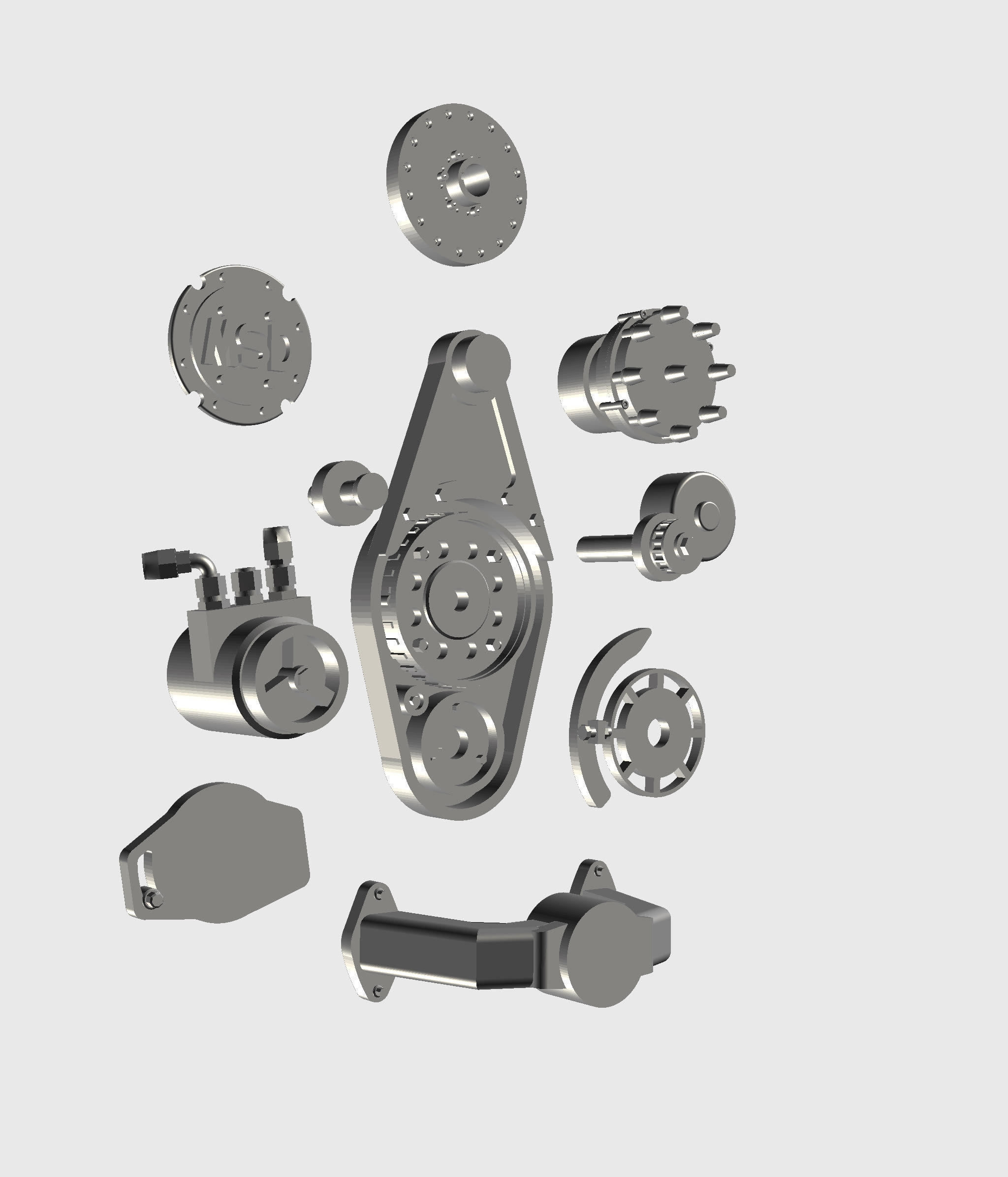 Drag Engine Jesel front belt drive magneto balancer water pump 3D print model_2