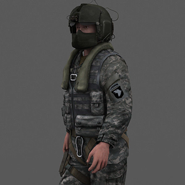 US Army Blackhawk Gunner Low-poly 3D model_7