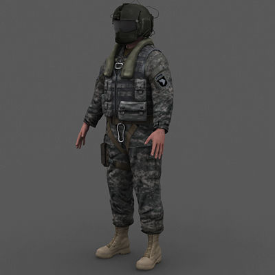 US Army Blackhawk Gunner Low-poly 3D model_2