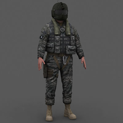US Army Blackhawk Gunner Low-poly 3D model_1