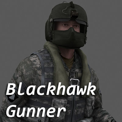 US Army Blackhawk Gunner Low-poly 3D model_0
