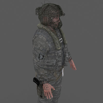 US Army Blackhawk Gunner Low-poly 3D model_9