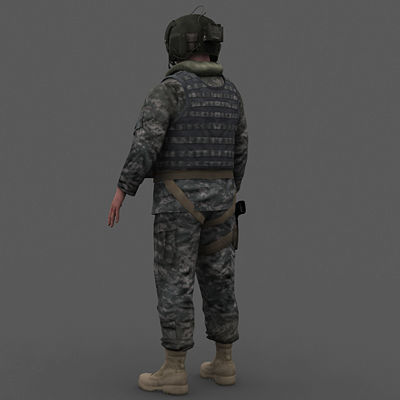 US Army Blackhawk Gunner Low-poly 3D model_3