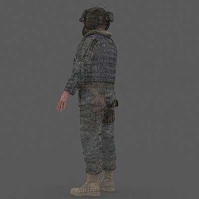 US Army Blackhawk Gunner Low-poly 3D model_8
