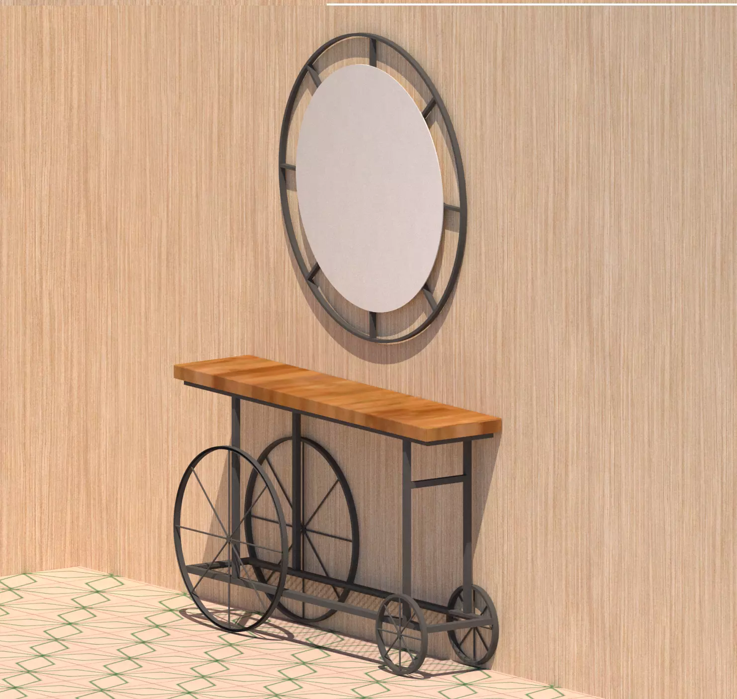 Wooden Dressoir with backlit led mirror - also called Dresuar 3D model