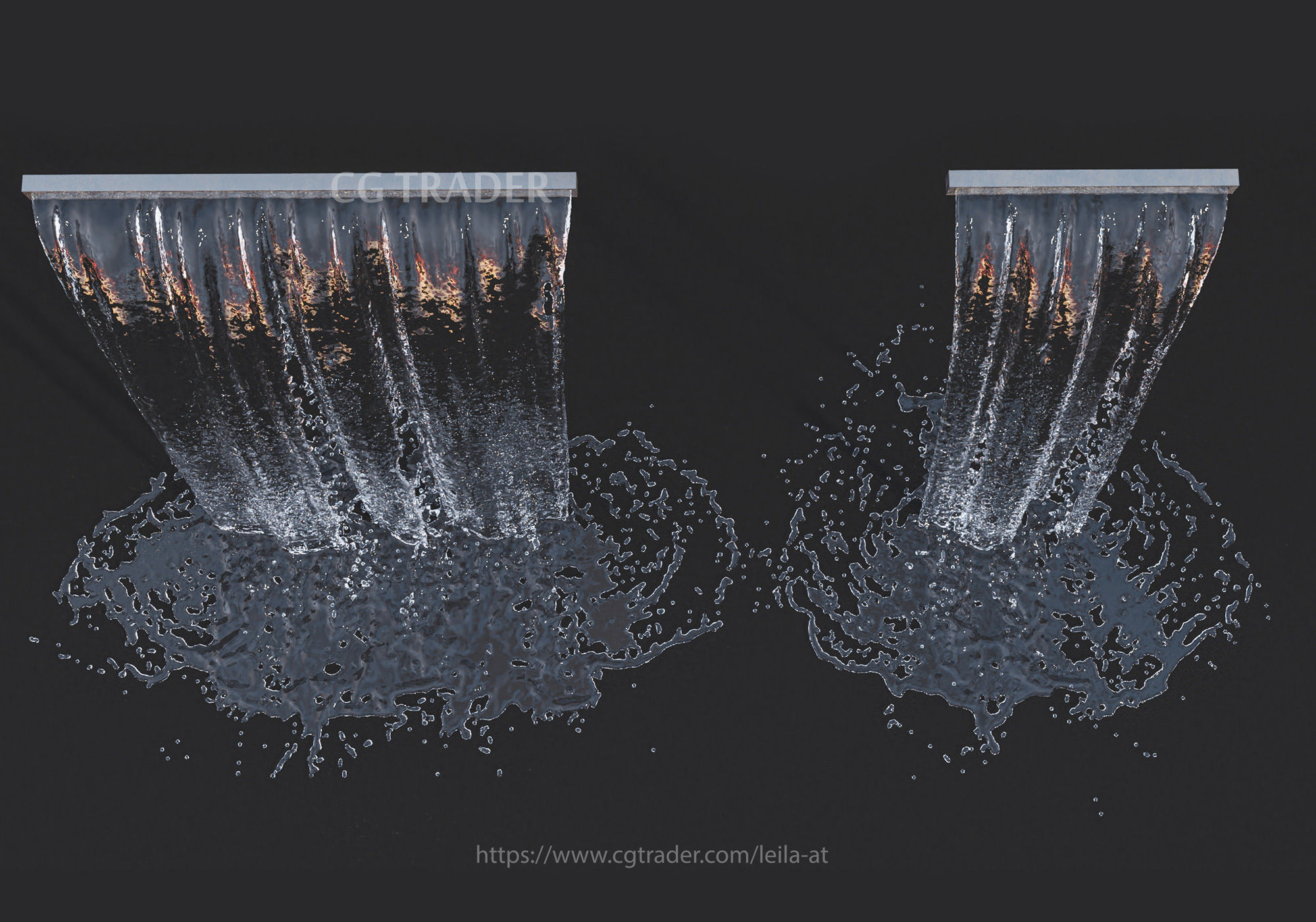 collection waterfall Fountains cascade  - 12  3D model_4