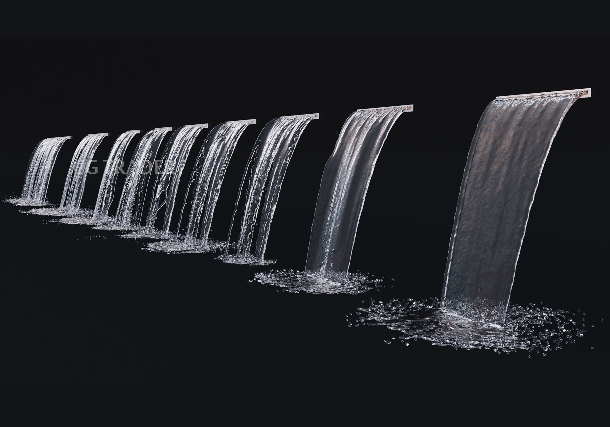 collection waterfall Fountains cascade  - 12  3D model_8