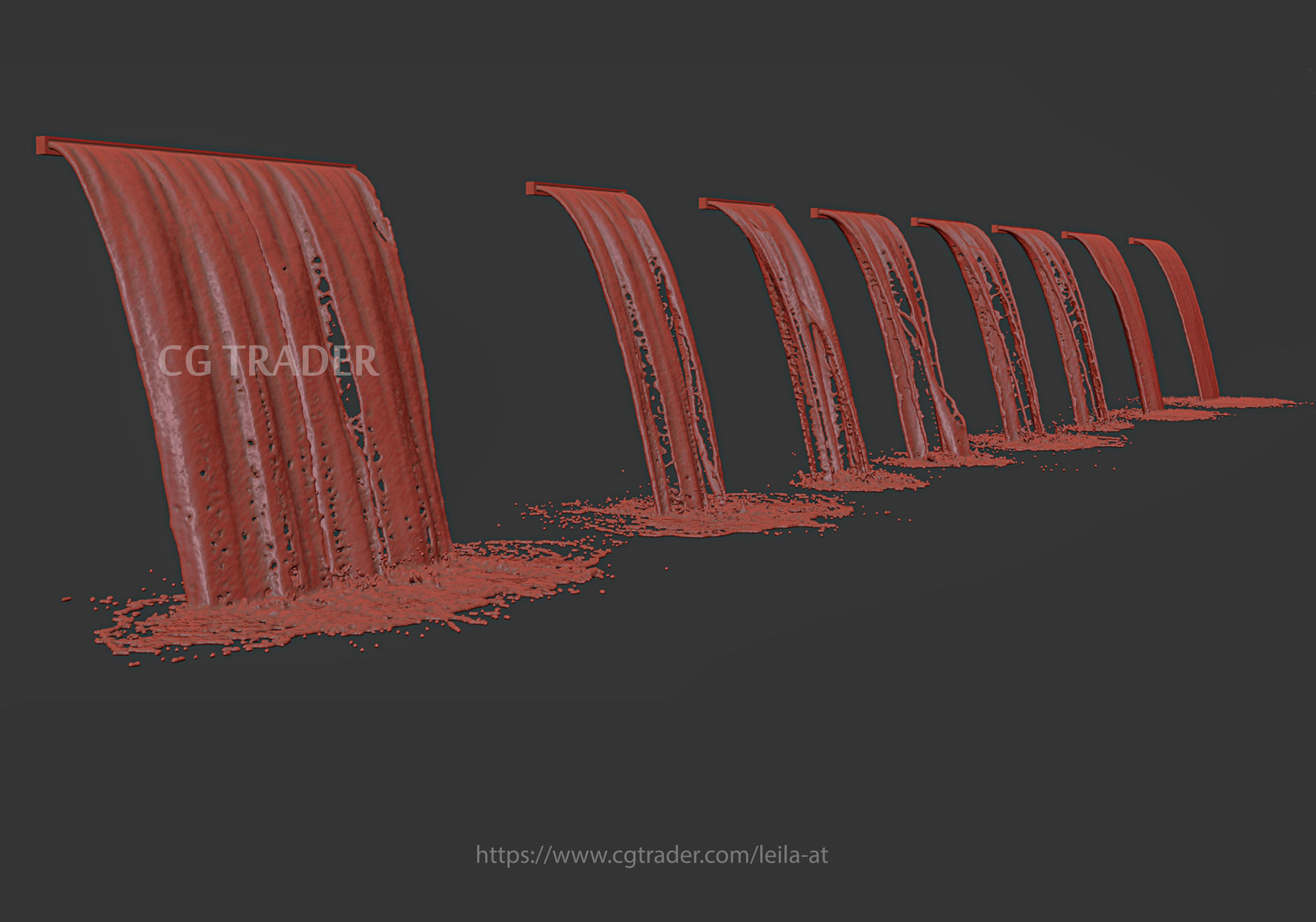 collection waterfall Fountains cascade  - 12  3D model_7