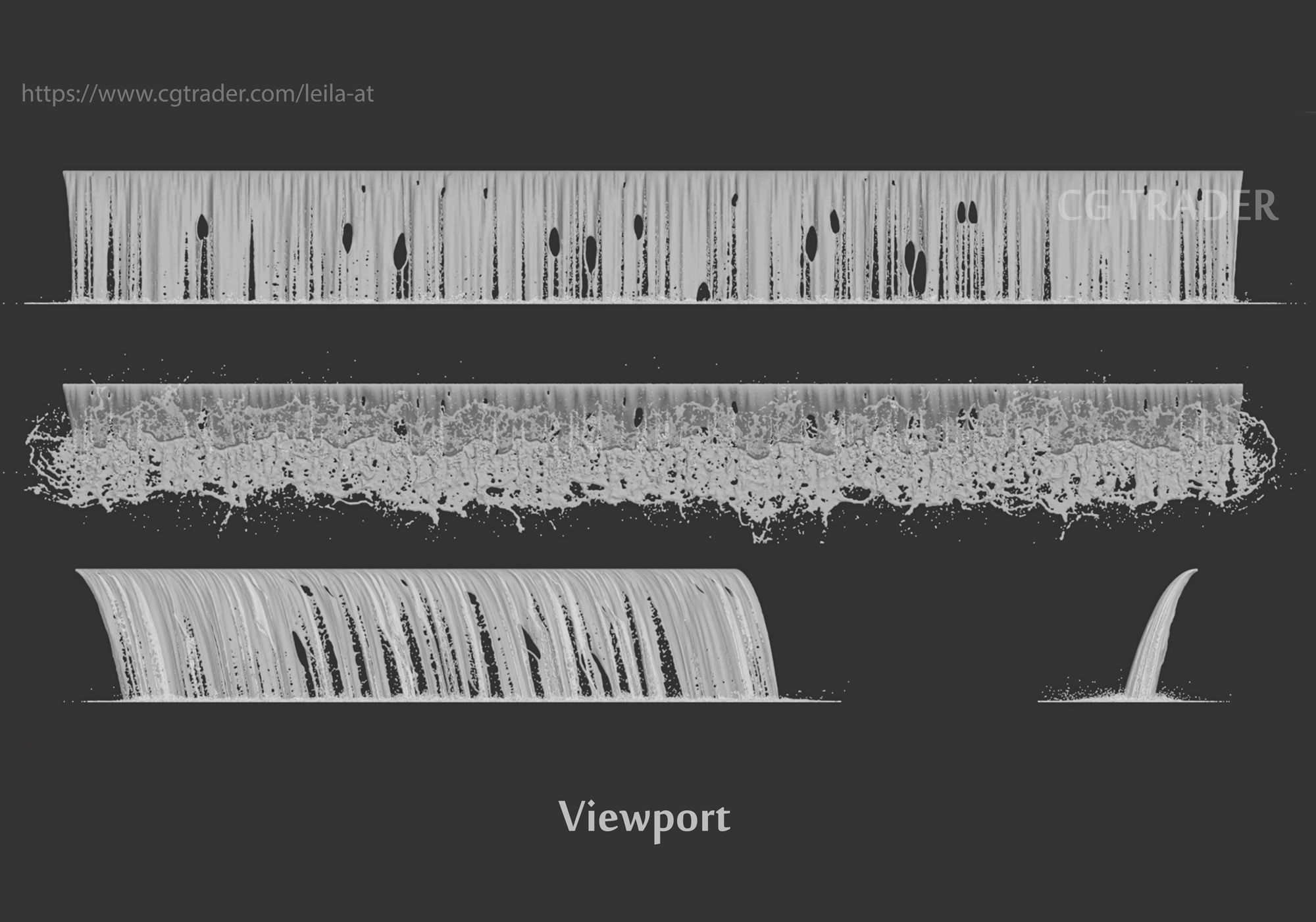 collection waterfall Fountains cascade  - 12  3D model_10