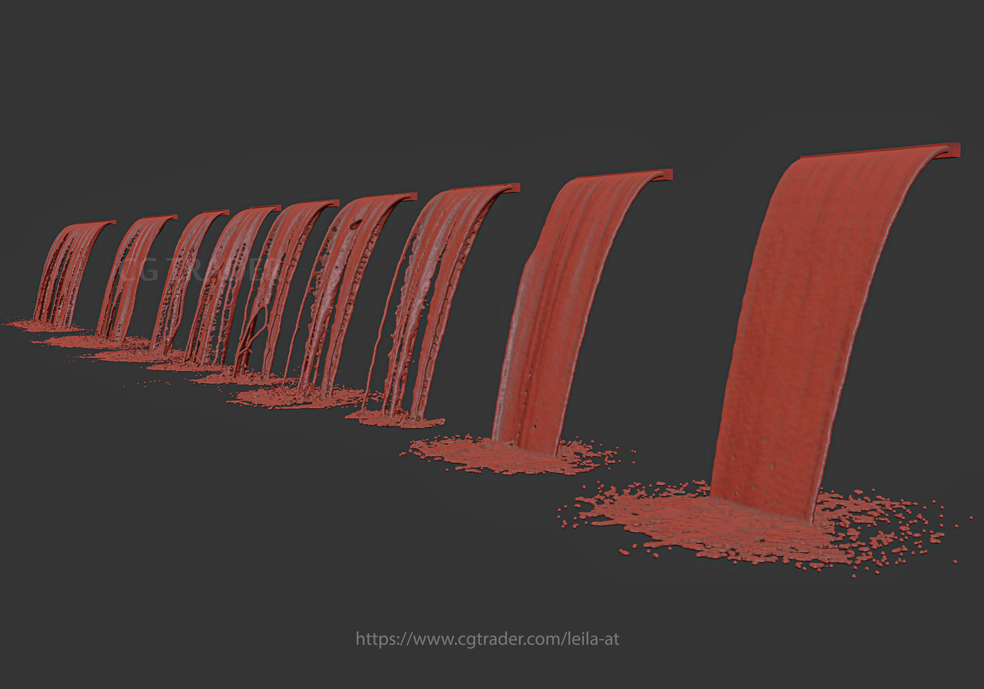 collection waterfall Fountains cascade  - 12  3D model_9