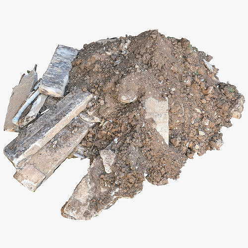 Construction soil heap and concrete rubble Low-poly 3D model
