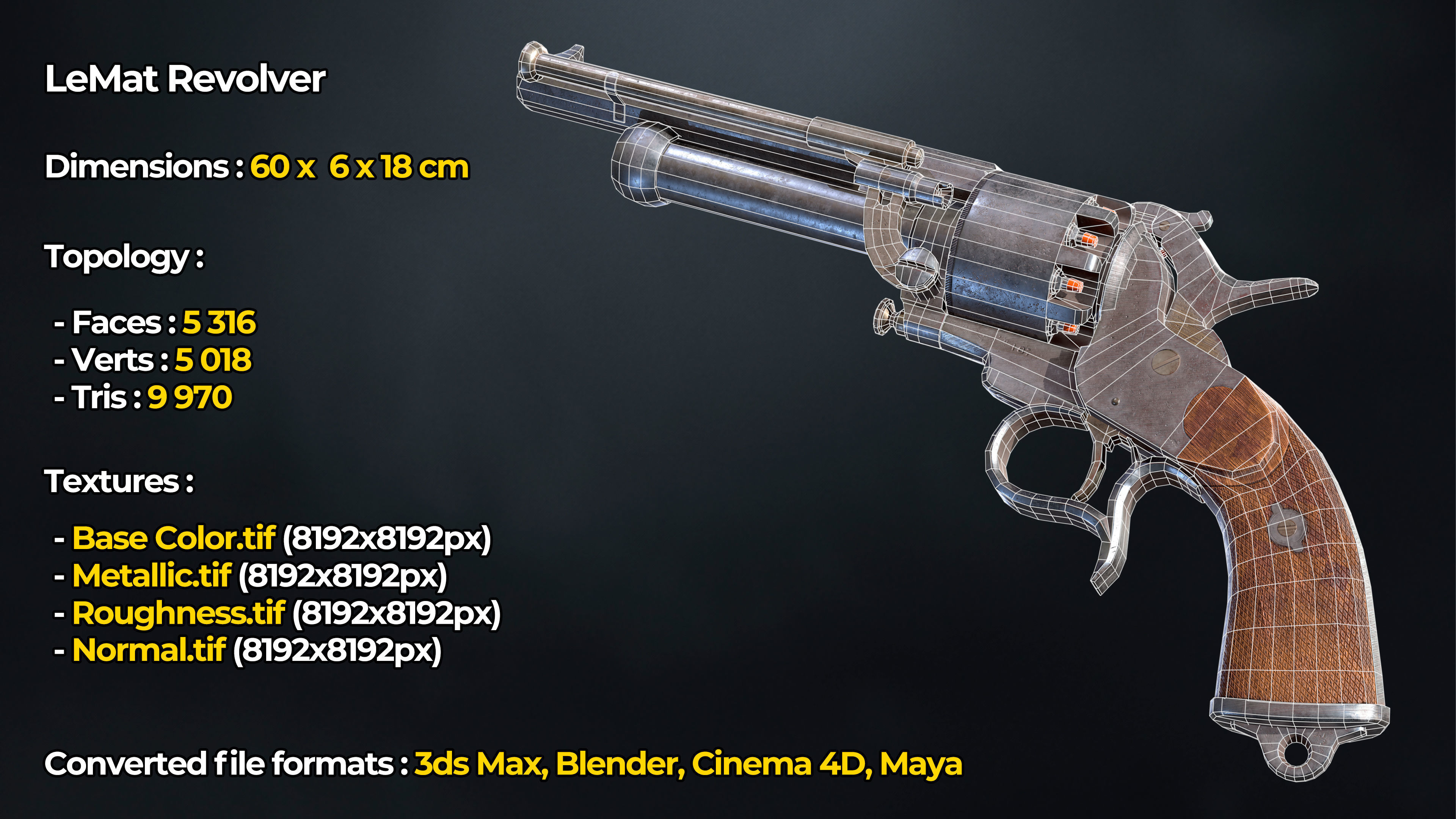 LeMat Revolver Low-poly 3D model_2