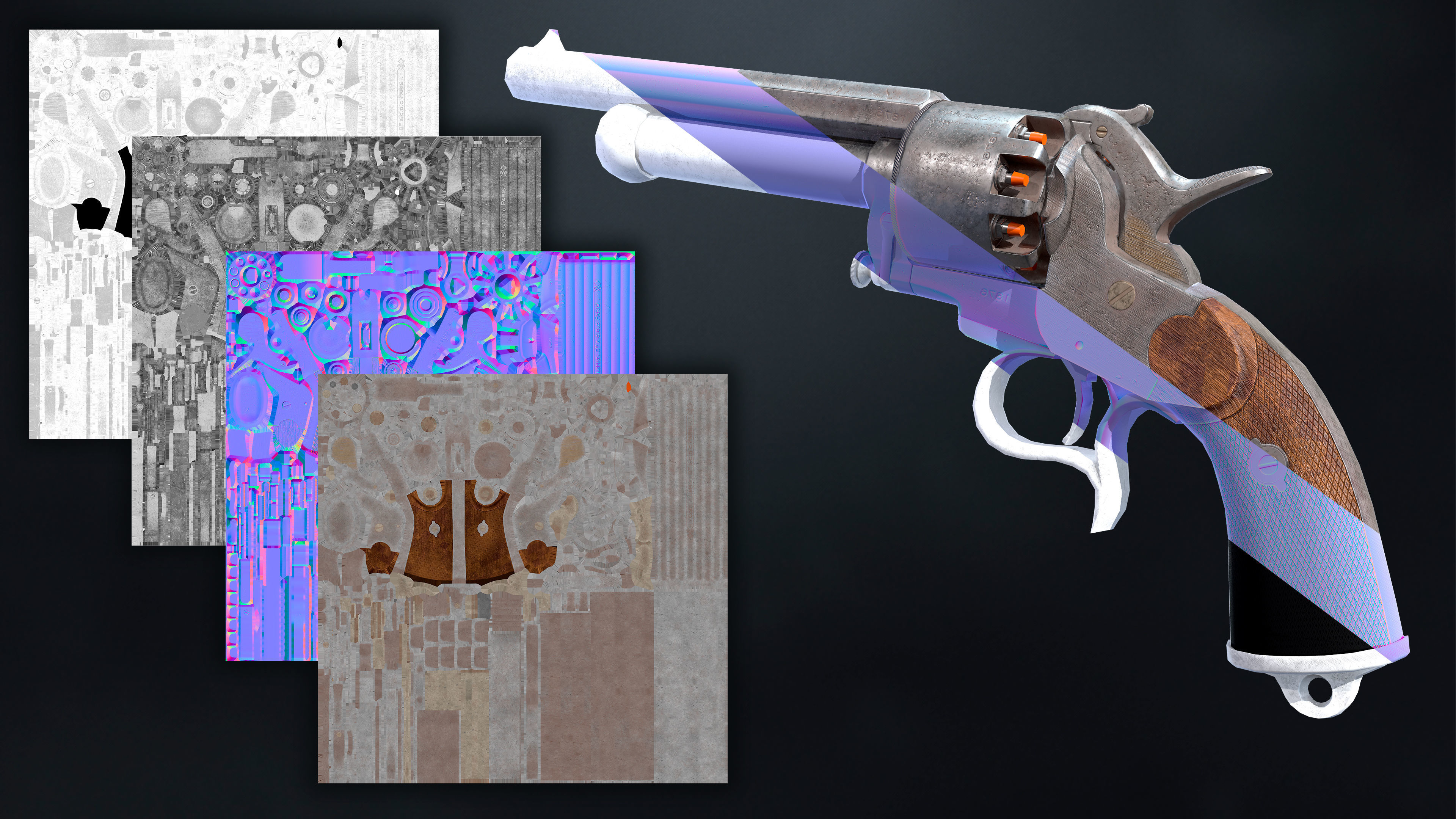 LeMat Revolver Low-poly 3D model_3