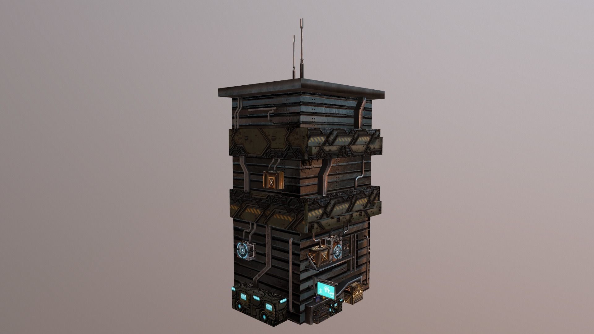 Cyberpunk Building 11 Low-poly 3D model_14