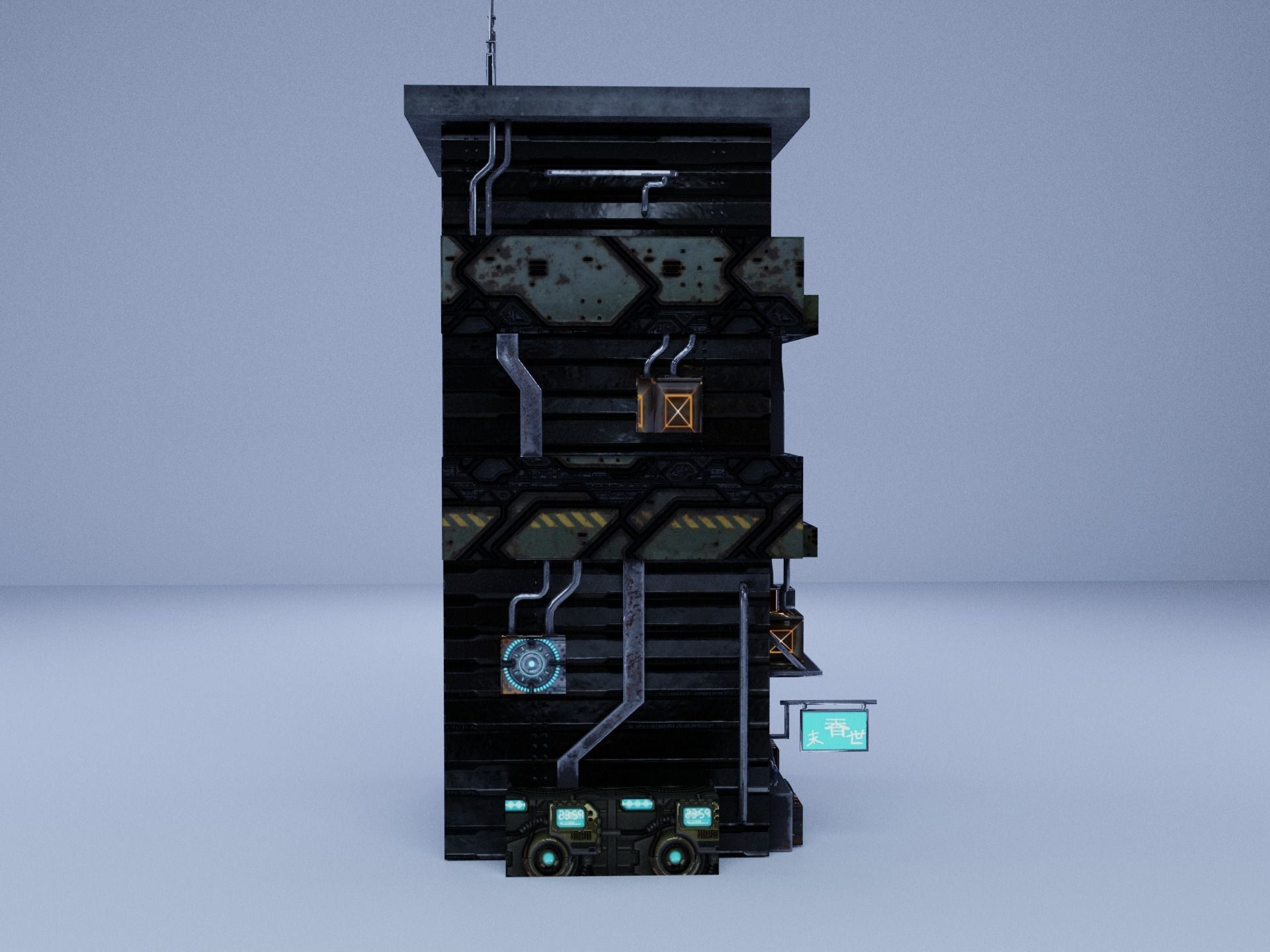 Cyberpunk Building 11 Low-poly 3D model_2