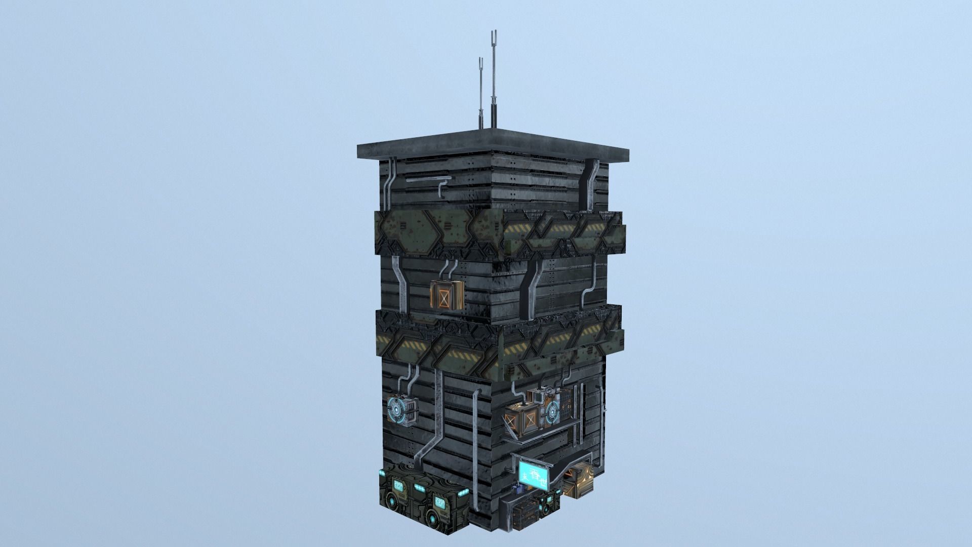 Cyberpunk Building 11 Low-poly 3D model_13