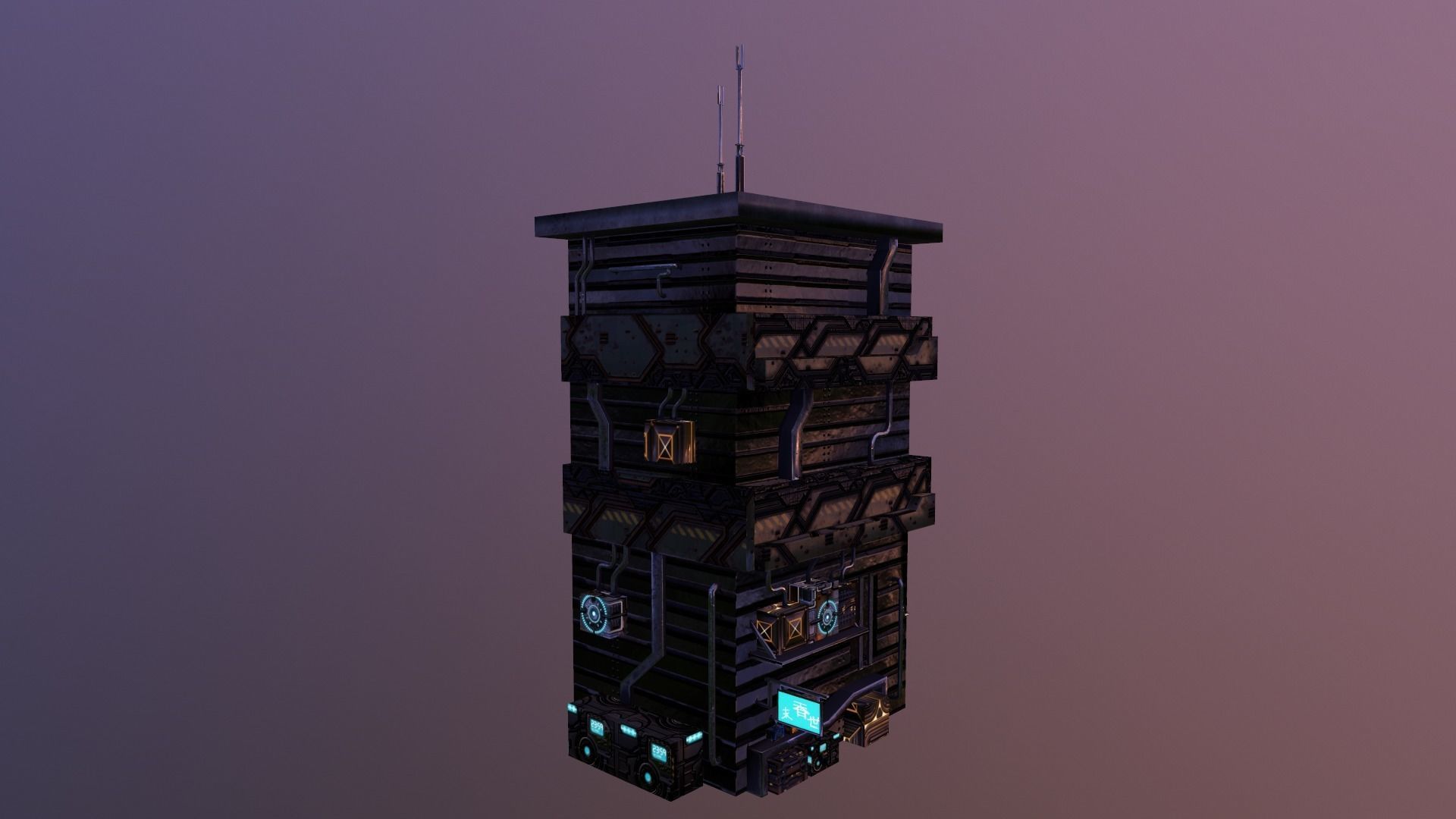 Cyberpunk Building 11 Low-poly 3D model_22