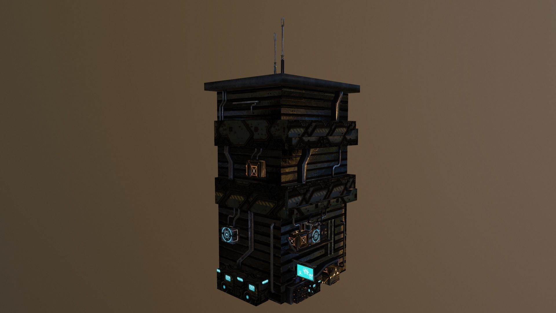 Cyberpunk Building 11 Low-poly 3D model_18