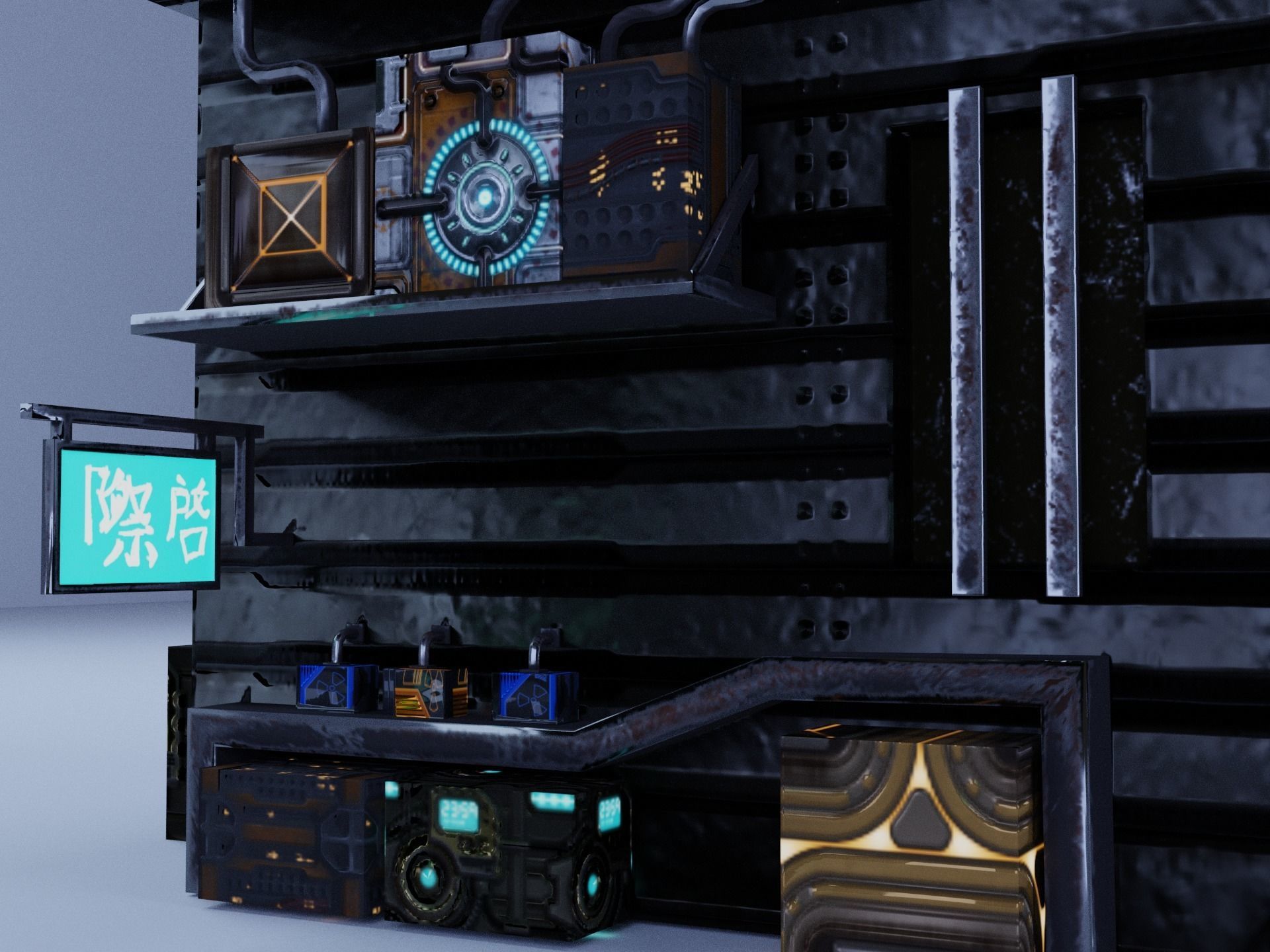 Cyberpunk Building 11 Low-poly 3D model_5