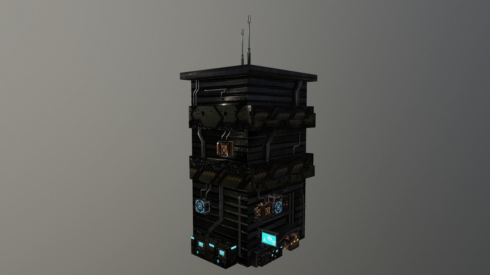 Cyberpunk Building 11 Low-poly 3D model_17