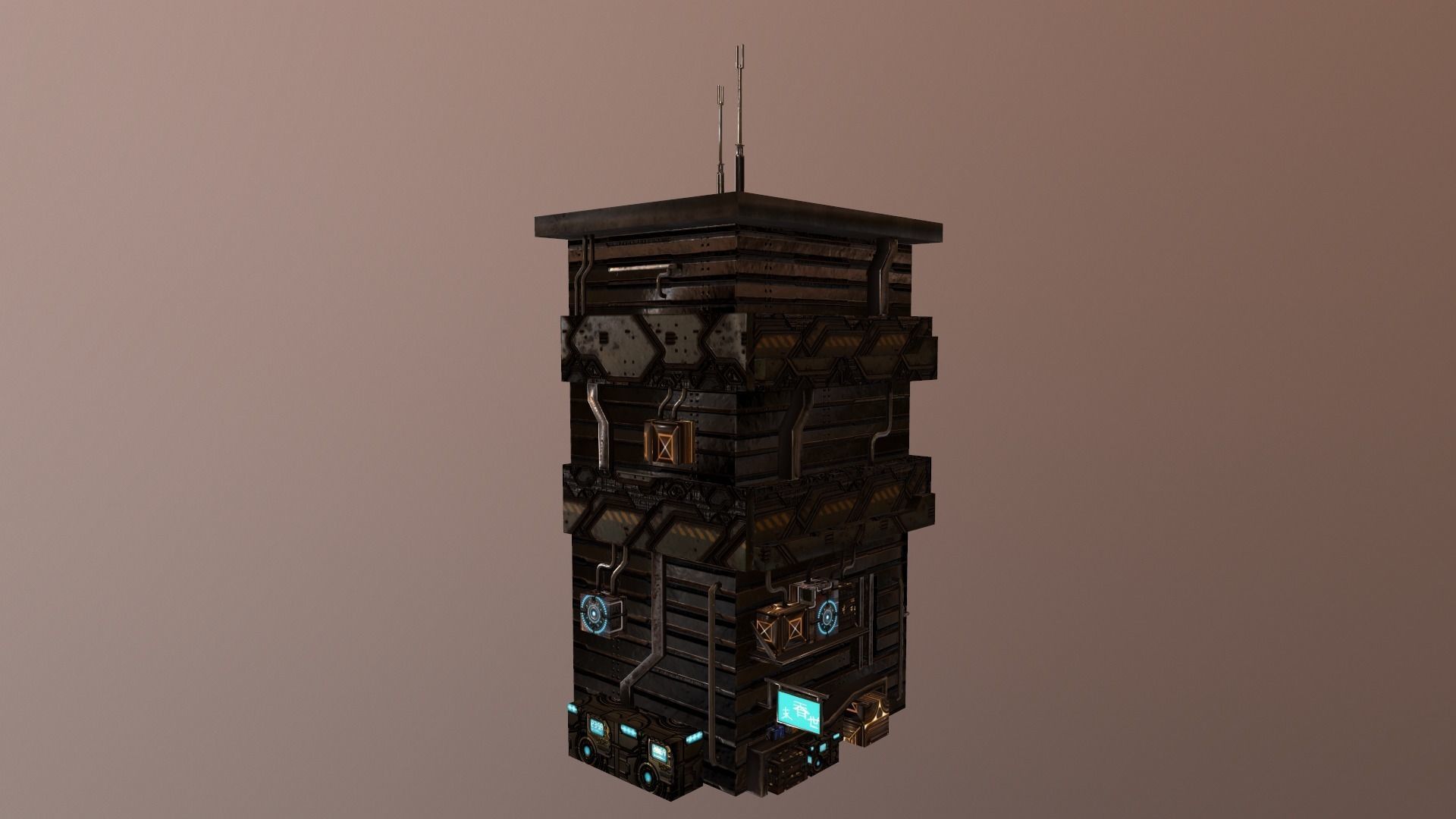 Cyberpunk Building 11 Low-poly 3D model_12