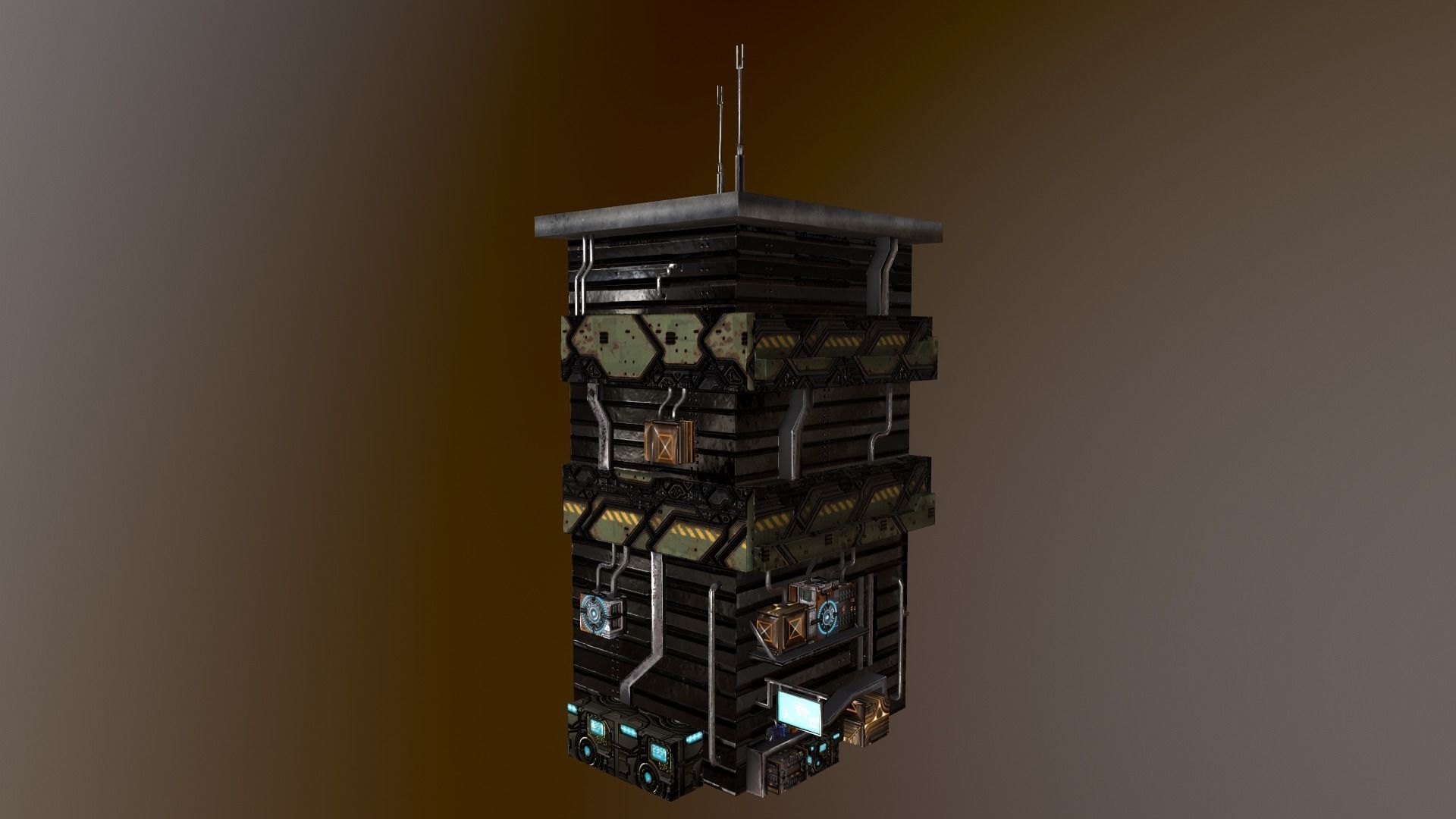 Cyberpunk Building 11 Low-poly 3D model_16