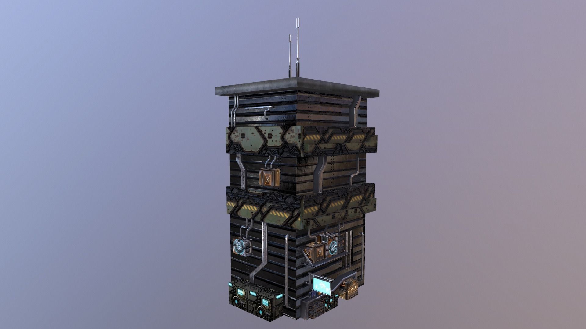 Cyberpunk Building 11 Low-poly 3D model_15