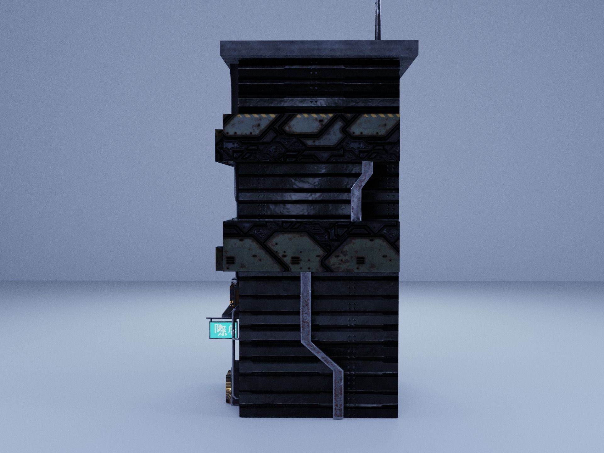 Cyberpunk Building 11 Low-poly 3D model_4