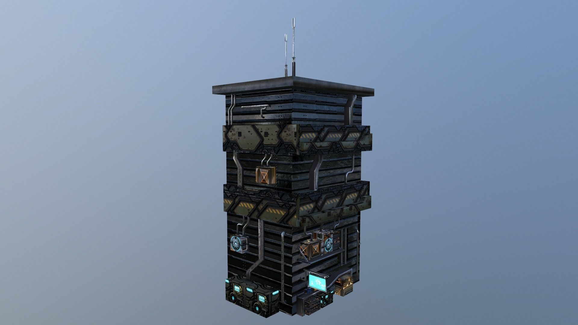 Cyberpunk Building 11 Low-poly 3D model_23