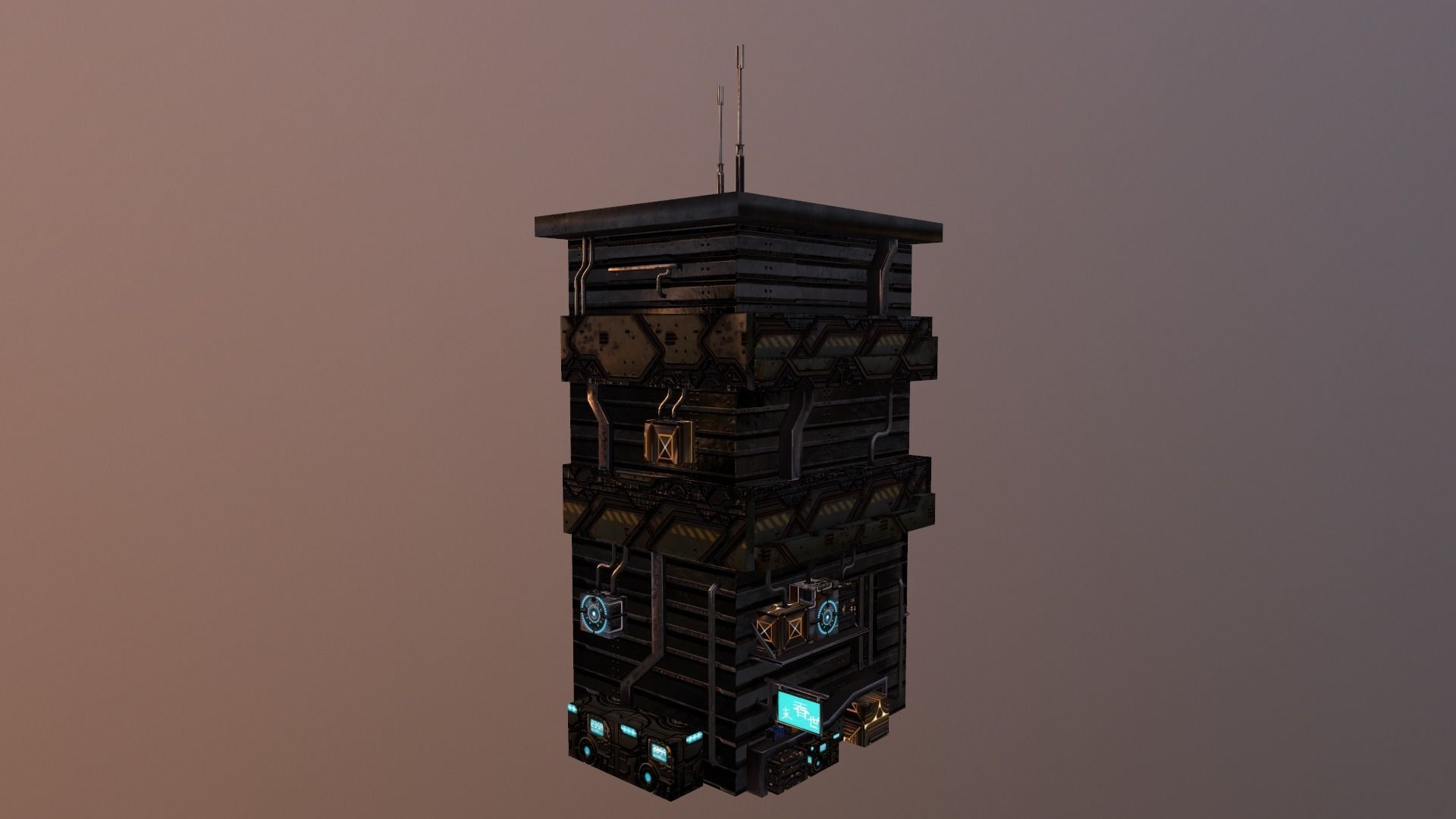 Cyberpunk Building 11 Low-poly 3D model_21