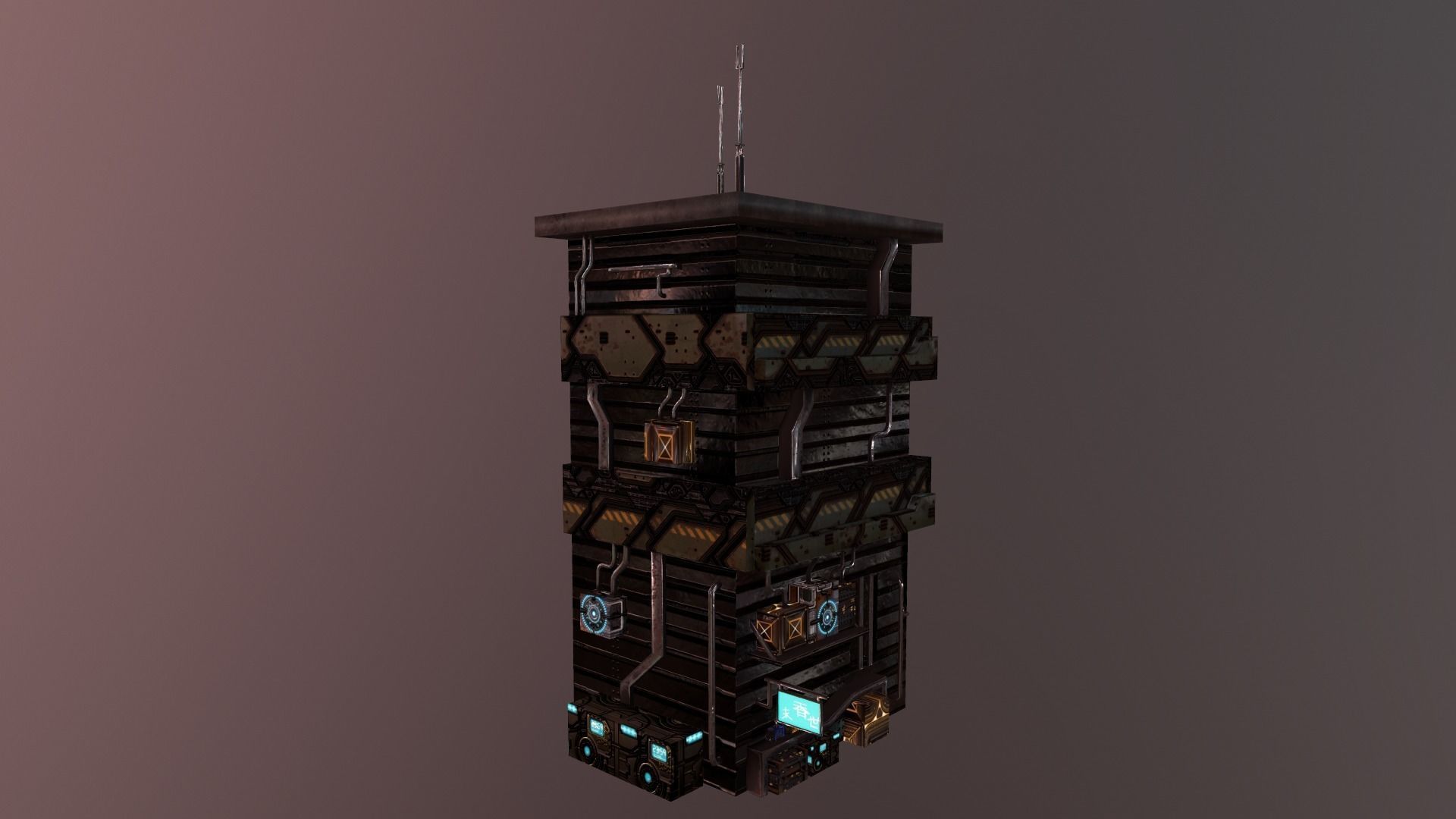 Cyberpunk Building 11 Low-poly 3D model_24