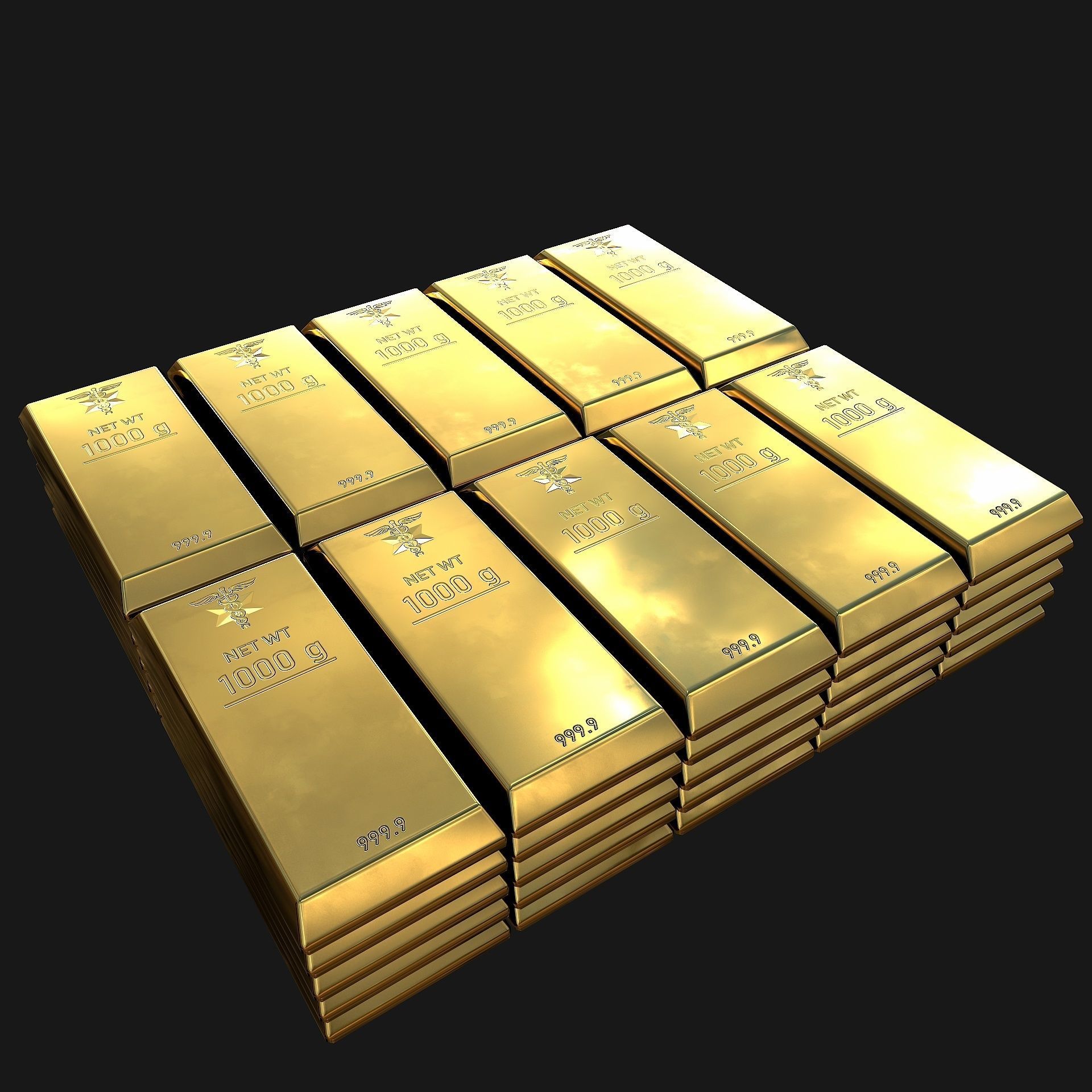 Gold bar Low-poly 3D model_4