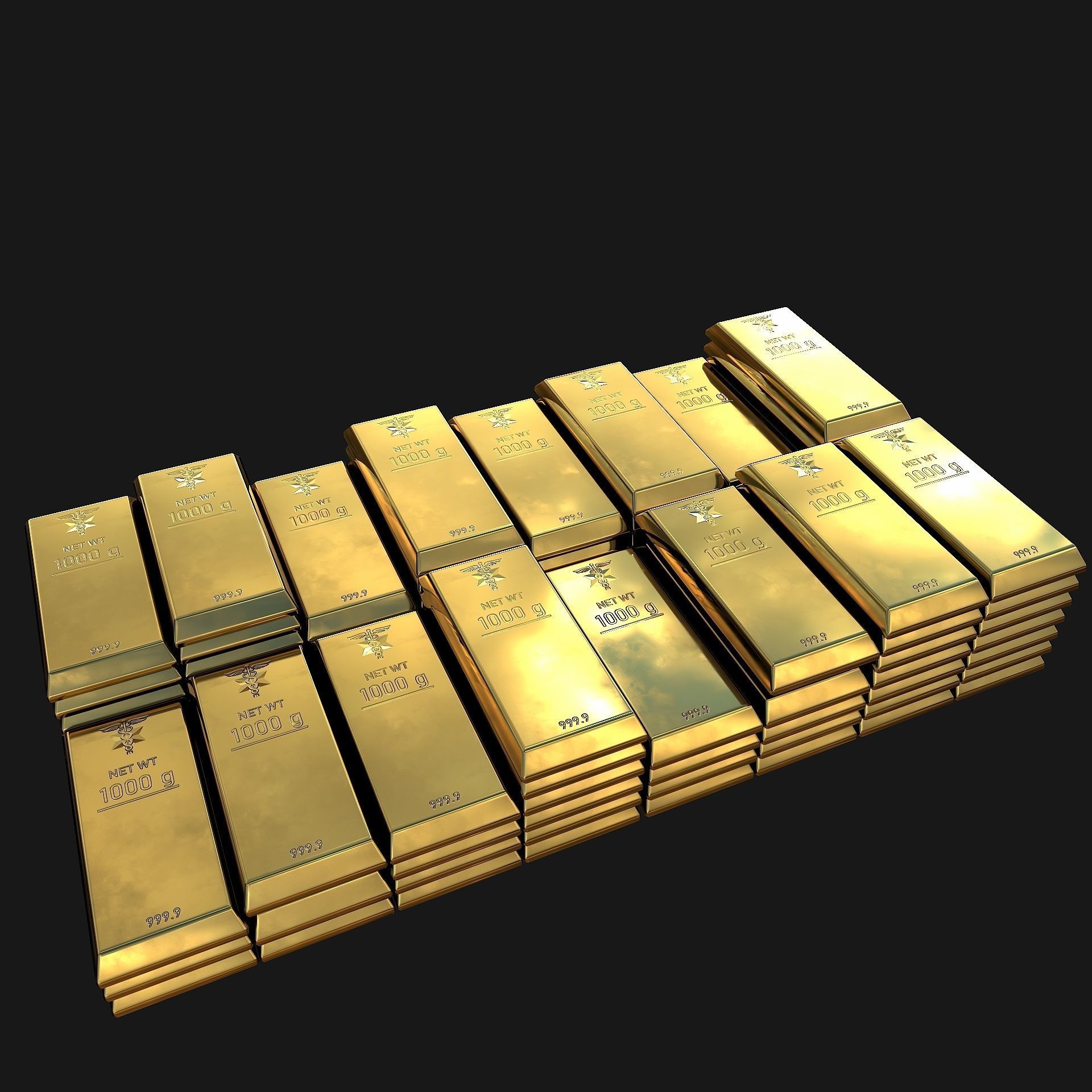 Gold bar Low-poly 3D model_6