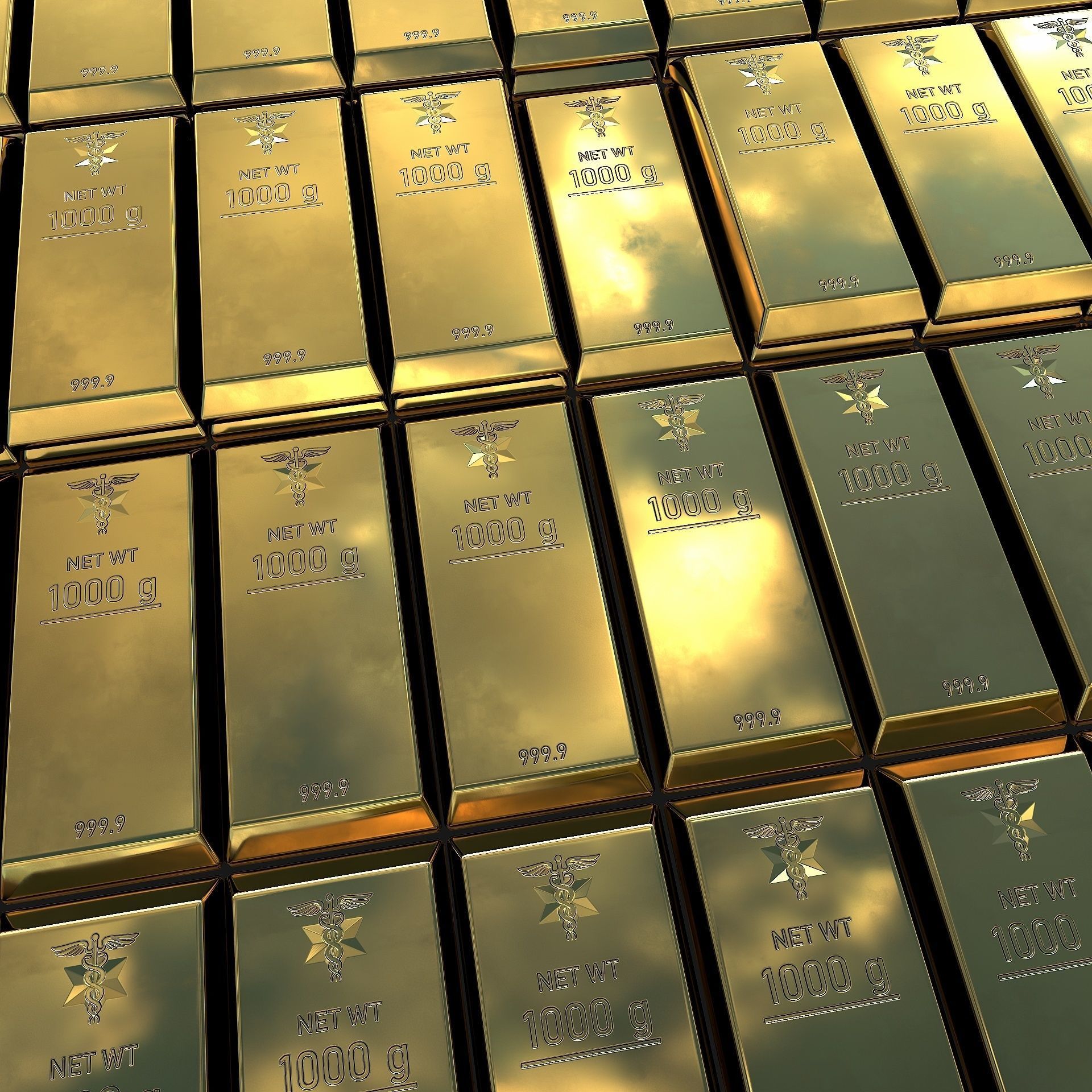 Gold bar Low-poly 3D model_2