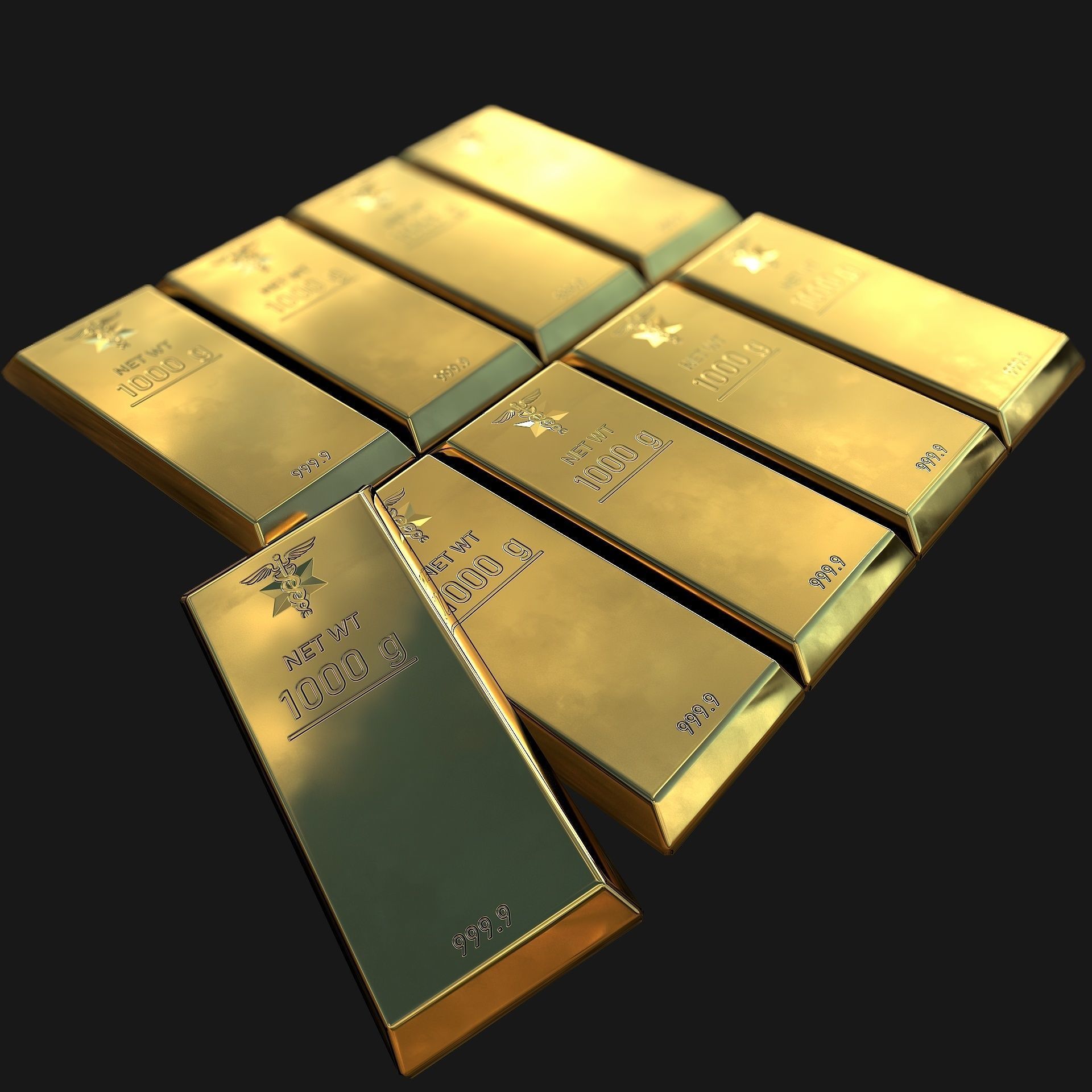Gold bar Low-poly 3D model_3