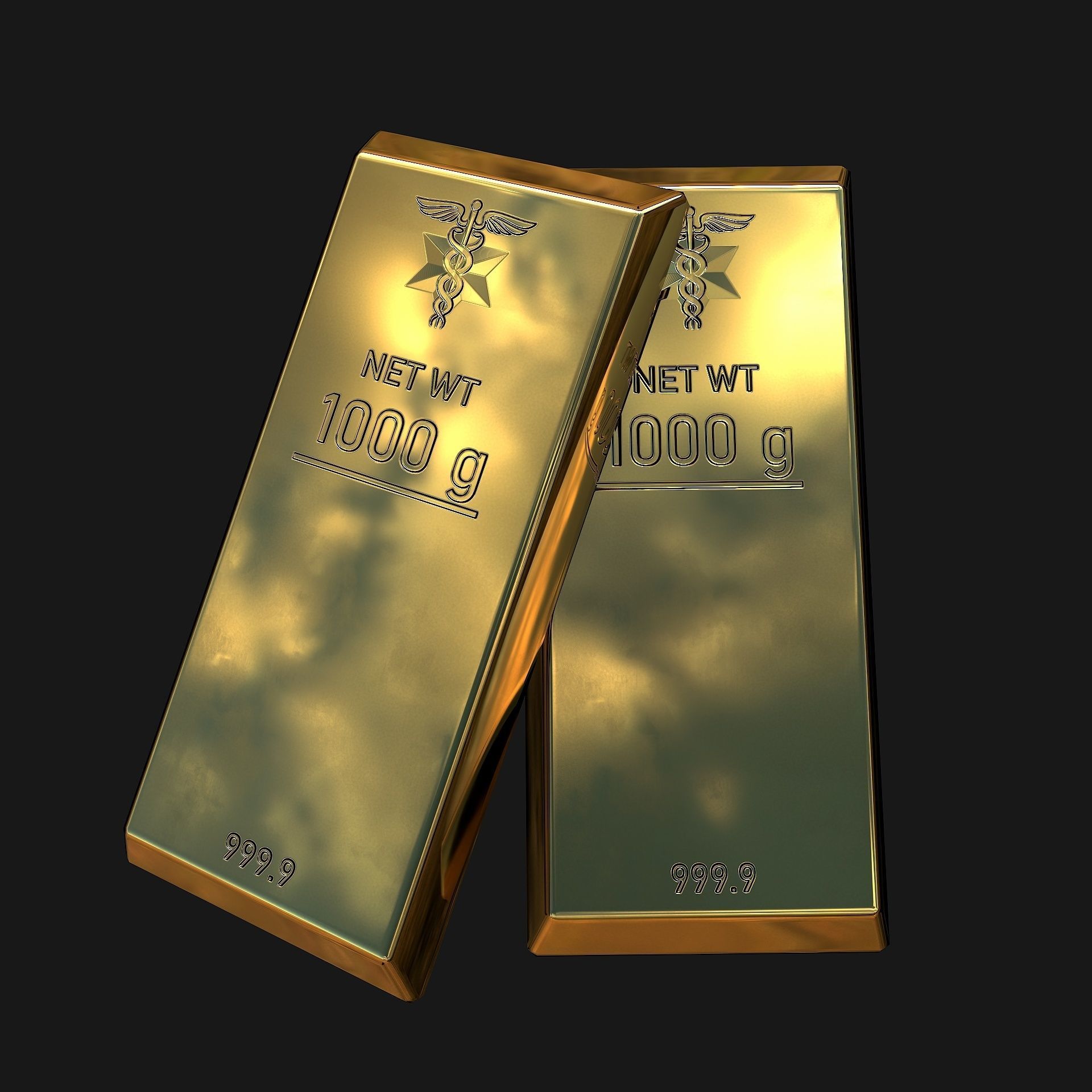 Gold bar Low-poly 3D model_1