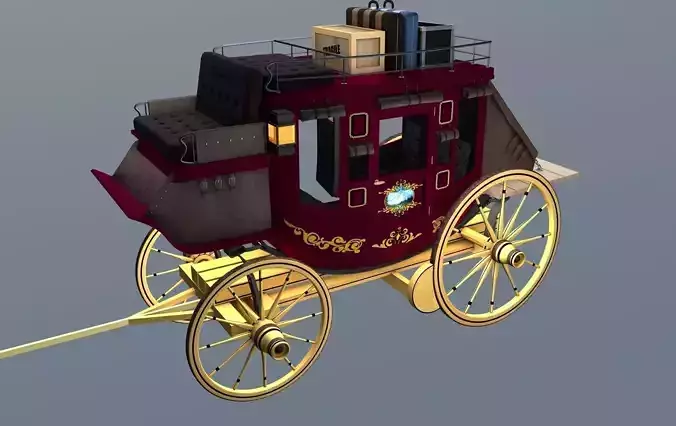 Stagecoach Wagon with Luggage 3D model
