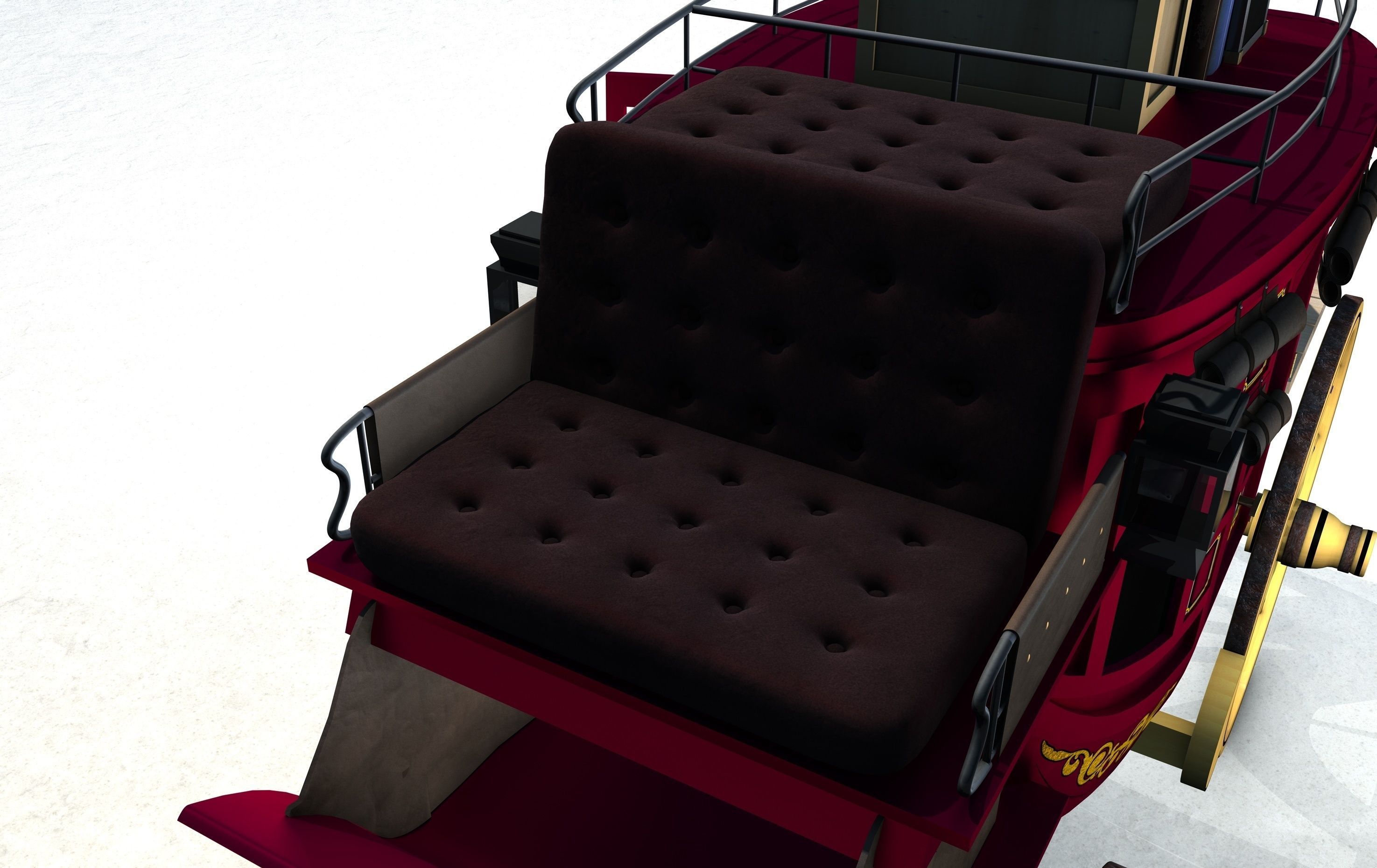 Stagecoach Wagon with Luggage 3D model_5