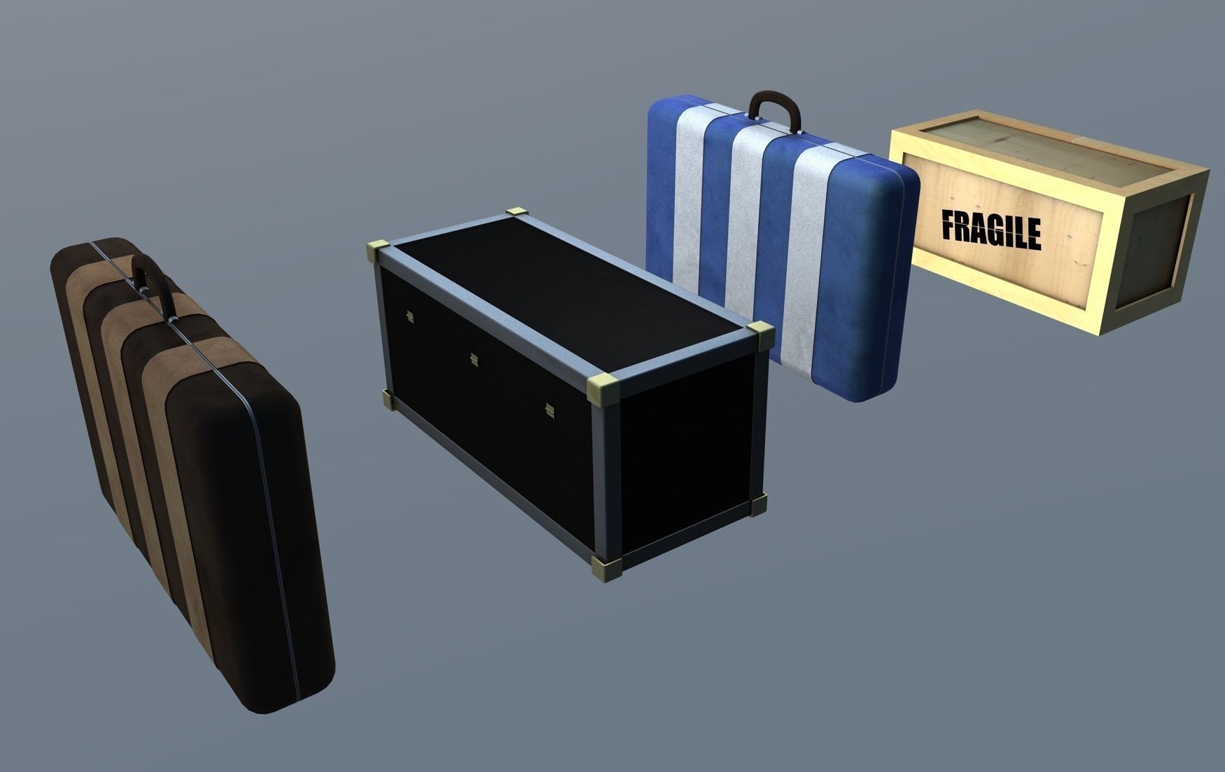 Stagecoach Wagon with Luggage 3D model_1