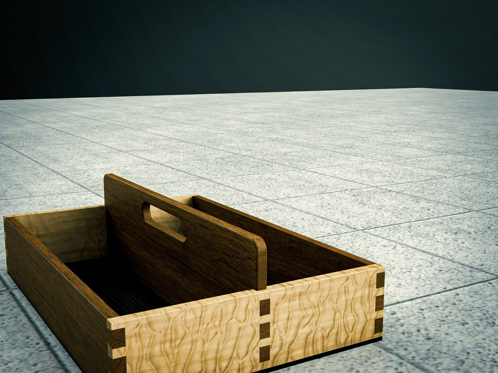 Toolbox wooden box 3D model_3