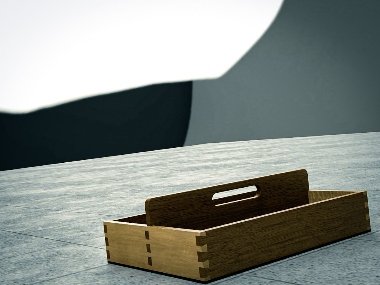 Toolbox wooden box 3D model_2
